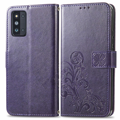 Custodia Portafoglio In Pelle Fiori Cover con Supporto per Samsung Galaxy F52 5G Viola