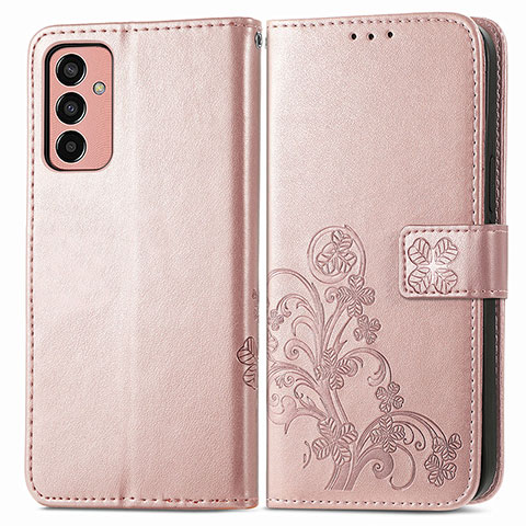 Custodia Portafoglio In Pelle Fiori Cover con Supporto per Samsung Galaxy M13 4G Rosa