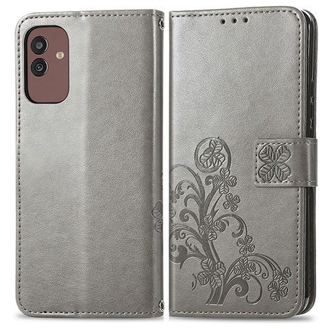 Custodia Portafoglio In Pelle Fiori Cover con Supporto per Samsung Galaxy M13 5G Grigio