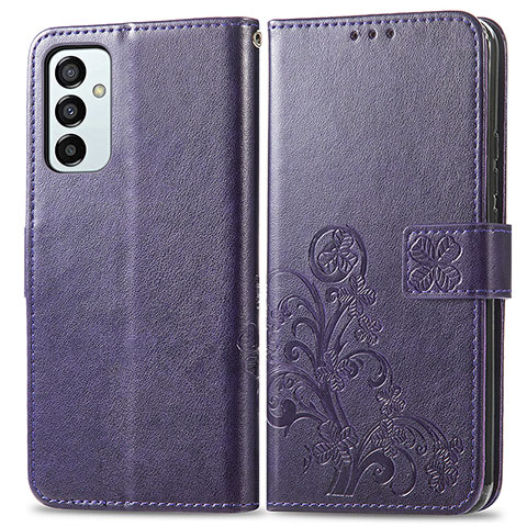 Custodia Portafoglio In Pelle Fiori Cover con Supporto per Samsung Galaxy M23 5G Viola