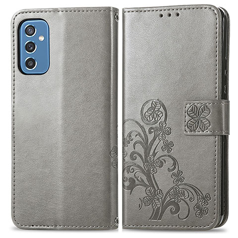 Custodia Portafoglio In Pelle Fiori Cover con Supporto per Samsung Galaxy M52 5G Grigio