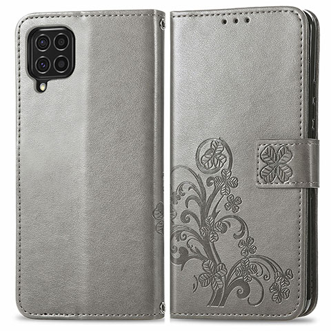 Custodia Portafoglio In Pelle Fiori Cover con Supporto per Samsung Galaxy M62 4G Grigio