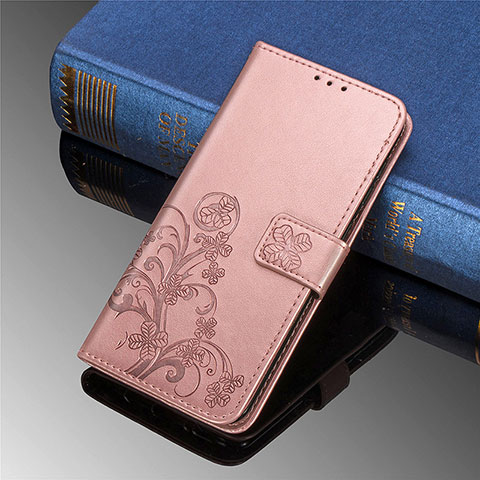 Custodia Portafoglio In Pelle Fiori Cover con Supporto per Samsung Galaxy S23 Plus 5G Rosa