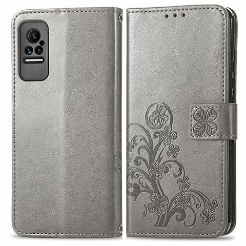 Custodia Portafoglio In Pelle Fiori Cover con Supporto per Xiaomi Civi 5G Grigio