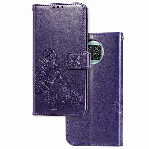 Custodia Portafoglio In Pelle Fiori Cover con Supporto per Xiaomi Mi 10i 5G Viola