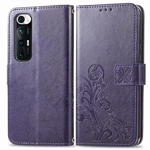 Custodia Portafoglio In Pelle Fiori Cover con Supporto per Xiaomi Mi 10S 5G Viola