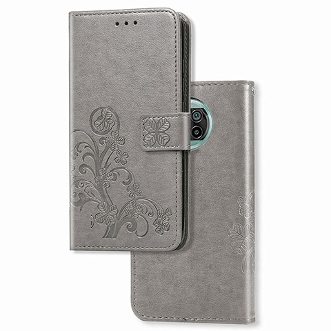 Custodia Portafoglio In Pelle Fiori Cover con Supporto per Xiaomi Mi 10T Lite 5G Grigio