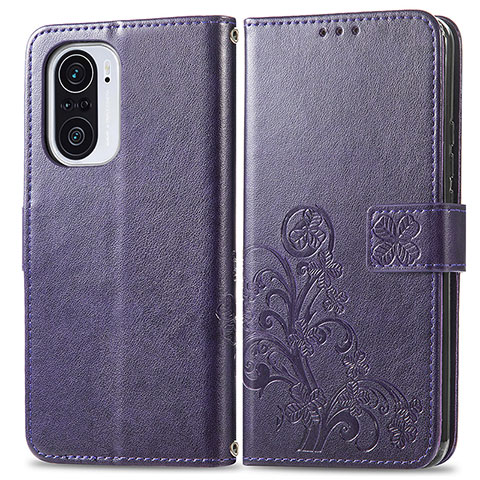 Custodia Portafoglio In Pelle Fiori Cover con Supporto per Xiaomi Mi 11i 5G Viola