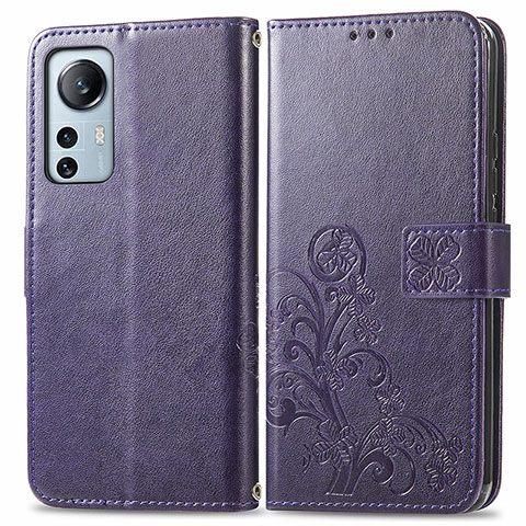 Custodia Portafoglio In Pelle Fiori Cover con Supporto per Xiaomi Mi 12S 5G Viola