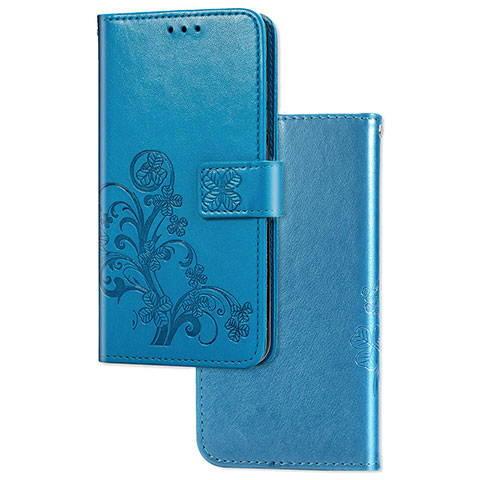 Custodia Portafoglio In Pelle Fiori Cover con Supporto per Xiaomi POCO C3 Blu