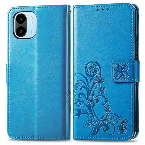 Custodia Portafoglio In Pelle Fiori Cover con Supporto per Xiaomi Poco C50 Blu