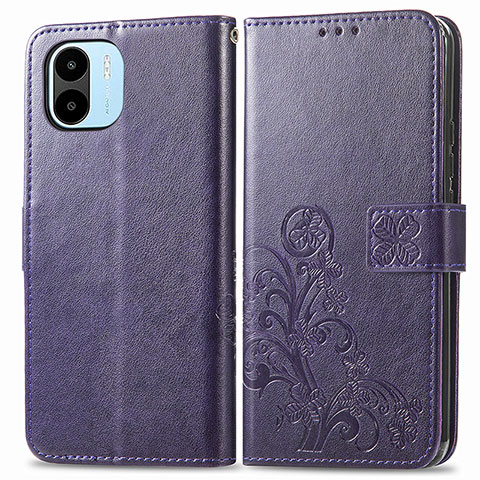 Custodia Portafoglio In Pelle Fiori Cover con Supporto per Xiaomi Poco C50 Viola