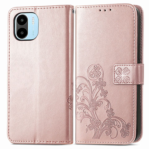 Custodia Portafoglio In Pelle Fiori Cover con Supporto per Xiaomi Redmi A2 Rosa