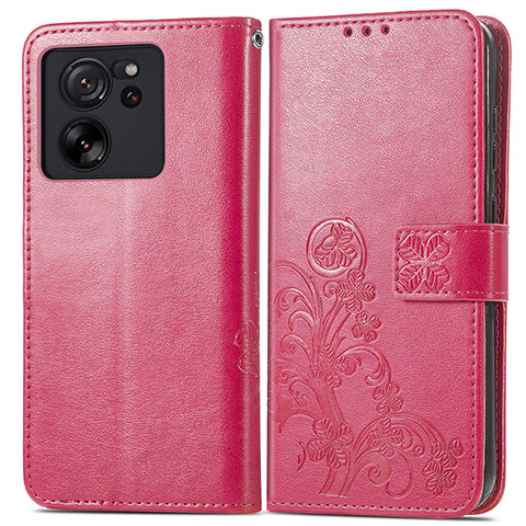 Custodia Portafoglio In Pelle Fiori Cover con Supporto per Xiaomi Redmi K60 Ultra 5G Rosa Caldo