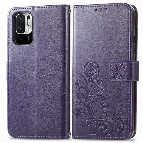 Custodia Portafoglio In Pelle Fiori Cover con Supporto per Xiaomi Redmi Note 10 JE 5G Viola