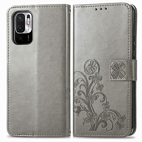 Custodia Portafoglio In Pelle Fiori Cover con Supporto per Xiaomi Redmi Note 11 SE 5G Grigio