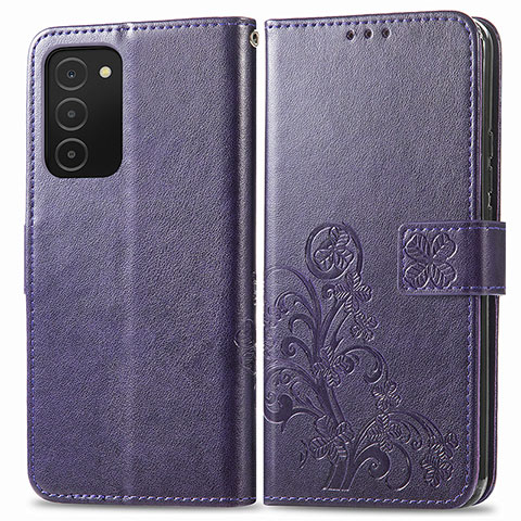 Custodia Portafoglio In Pelle Fiori Cover con Supporto S01D per Samsung Galaxy M02s Viola