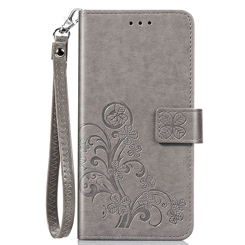 Custodia Portafoglio In Pelle Fiori Cover con Supporto S02D per Samsung Galaxy A20 Grigio