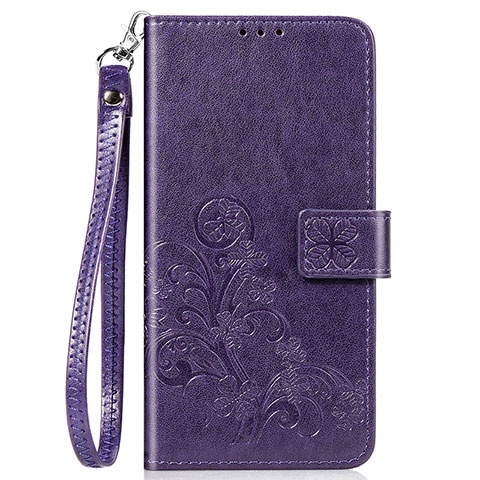 Custodia Portafoglio In Pelle Fiori Cover con Supporto S02D per Samsung Galaxy M10S Viola