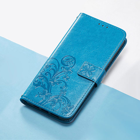 Custodia Portafoglio In Pelle Fiori Cover con Supporto S03D per Huawei Nova 8i Blu