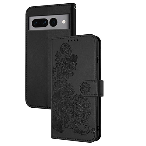 Custodia Portafoglio In Pelle Fiori Cover con Supporto Y01X per Google Pixel 7 Pro 5G Nero