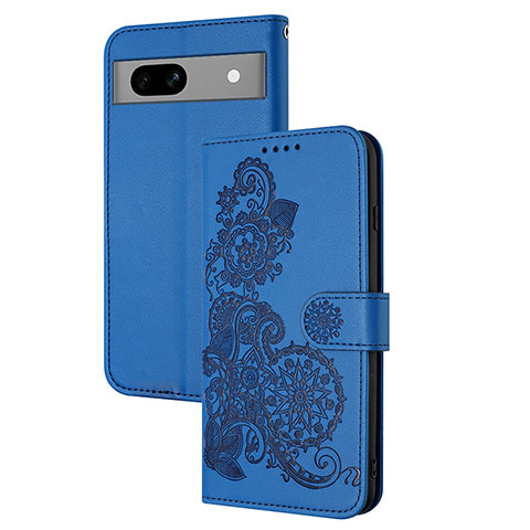 Custodia Portafoglio In Pelle Fiori Cover con Supporto Y01X per Google Pixel 7a 5G Blu