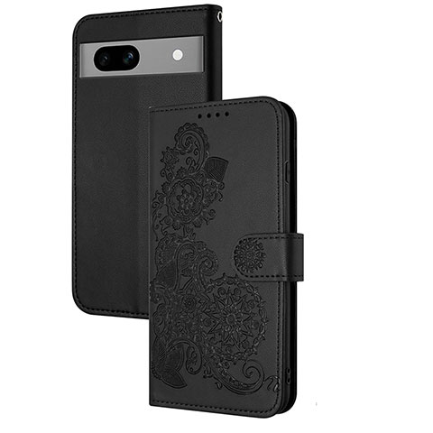 Custodia Portafoglio In Pelle Fiori Cover con Supporto Y01X per Google Pixel 7a 5G Nero