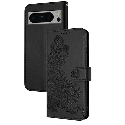 Custodia Portafoglio In Pelle Fiori Cover con Supporto Y01X per Google Pixel 8 5G Nero