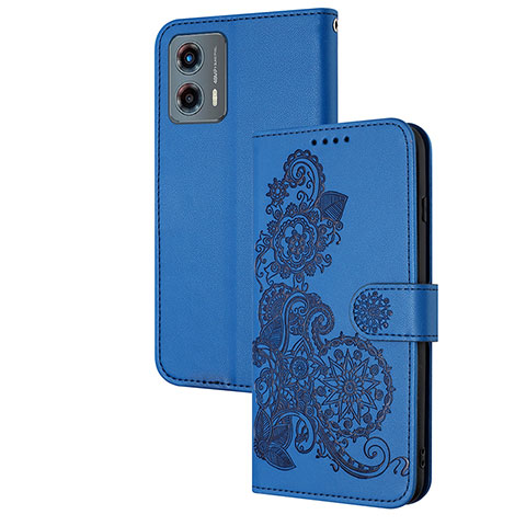 Custodia Portafoglio In Pelle Fiori Cover con Supporto Y01X per Motorola Moto G 5G (2023) Blu