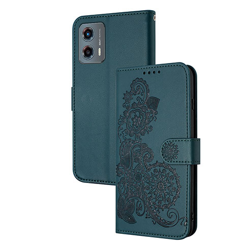 Custodia Portafoglio In Pelle Fiori Cover con Supporto Y01X per Motorola Moto G 5G (2023) Verde