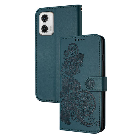 Custodia Portafoglio In Pelle Fiori Cover con Supporto Y01X per Motorola Moto G73 5G Verde