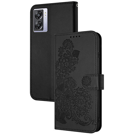 Custodia Portafoglio In Pelle Fiori Cover con Supporto Y01X per Oppo A77 5G Nero