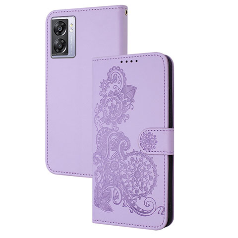 Custodia Portafoglio In Pelle Fiori Cover con Supporto Y01X per Realme V23i 5G Viola