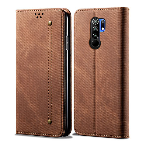 Custodia Portafoglio In stoffa con Supporto B01S per Xiaomi Redmi 9 Prime India Marrone