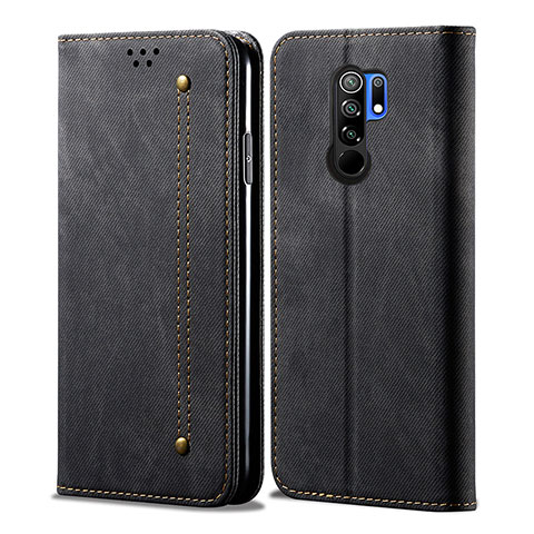 Custodia Portafoglio In stoffa con Supporto B01S per Xiaomi Redmi 9 Prime India Nero