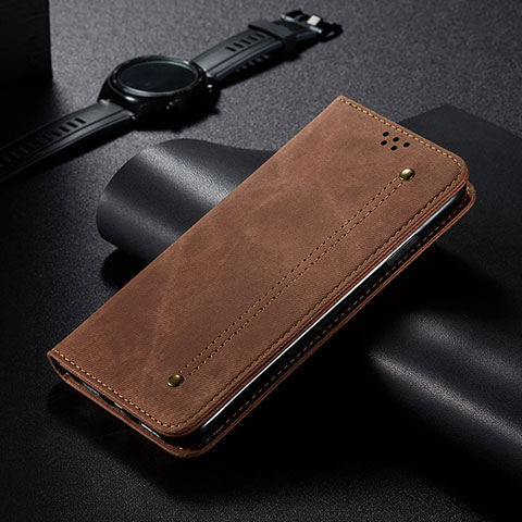 Custodia Portafoglio In stoffa con Supporto B01S per Xiaomi Redmi Note 10 Lite India Marrone