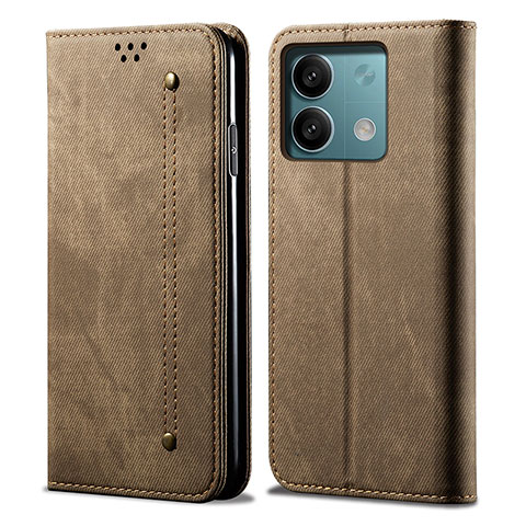 Custodia Portafoglio In stoffa con Supporto B01S per Xiaomi Redmi Note 13 5G Khaki