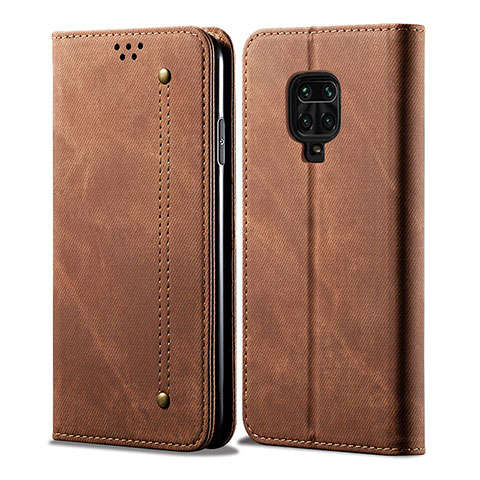 Custodia Portafoglio In stoffa con Supporto B01S per Xiaomi Redmi Note 9S Marrone