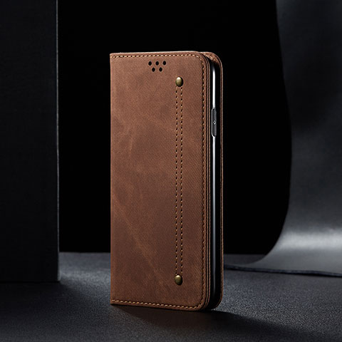 Custodia Portafoglio In stoffa con Supporto B01S per Xiaomi Redmi Note 9T 5G Marrone