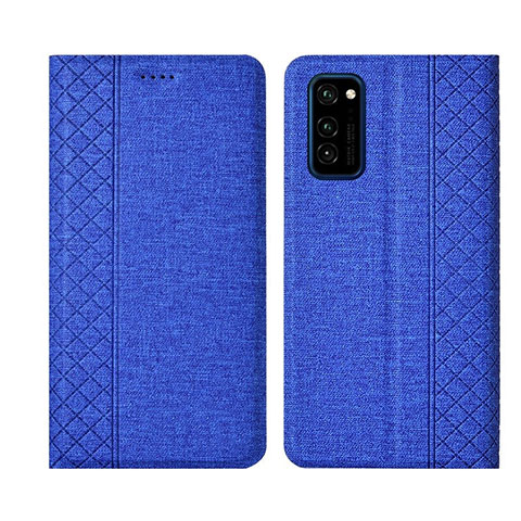 Custodia Portafoglio In stoffa con Supporto H01 per Huawei Honor View 30 5G Blu