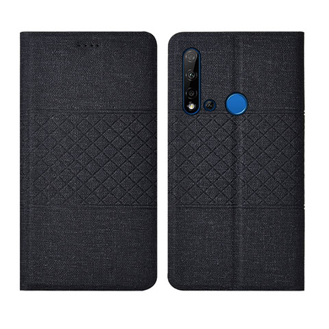 Custodia Portafoglio In stoffa con Supporto H01 per Huawei P20 Lite (2019) Nero