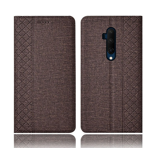 Custodia Portafoglio In stoffa con Supporto H01 per OnePlus 7T Pro Marrone