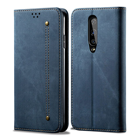 Custodia Portafoglio In stoffa con Supporto H01 per OnePlus 8 Blu