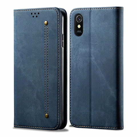 Custodia Portafoglio In stoffa con Supporto H01 per Xiaomi Redmi 9A Blu