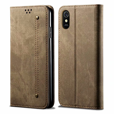 Custodia Portafoglio In stoffa con Supporto H01 per Xiaomi Redmi 9A Khaki