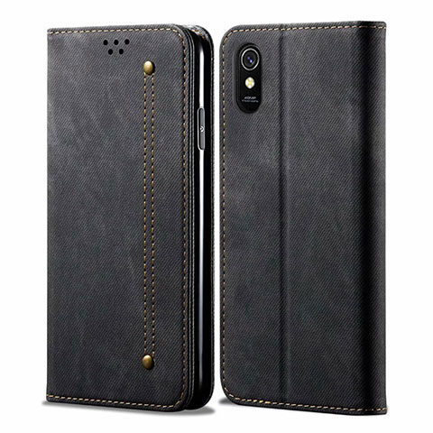 Custodia Portafoglio In stoffa con Supporto H01 per Xiaomi Redmi 9A Nero