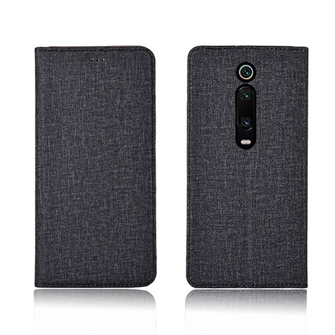 Custodia Portafoglio In stoffa con Supporto H01 per Xiaomi Redmi K20 Nero