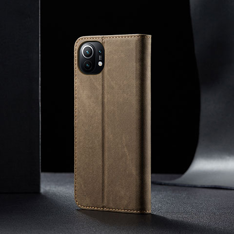 Custodia Portafoglio In stoffa con Supporto H02 per Xiaomi Mi 11 Lite 5G NE Khaki