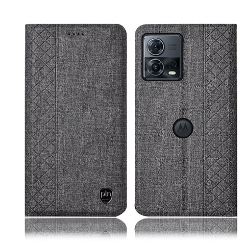 Custodia Portafoglio In stoffa con Supporto H12P per Motorola Moto Edge 30 Fusion 5G Grigio