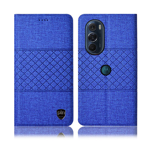 Custodia Portafoglio In stoffa con Supporto H12P per Motorola Moto Edge Plus (2022) 5G Blu